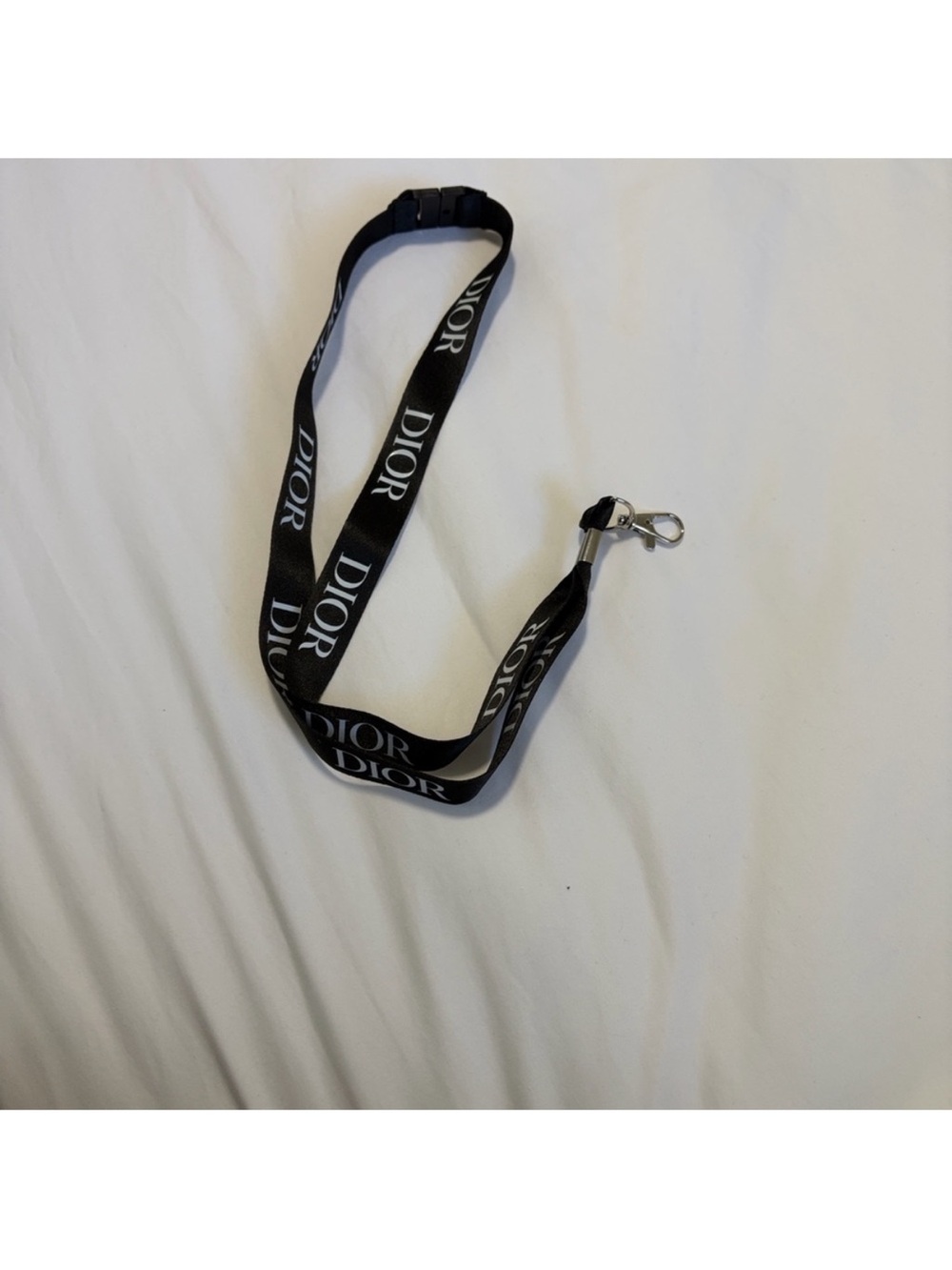 Dior Black Logo Lanyard with Clip
